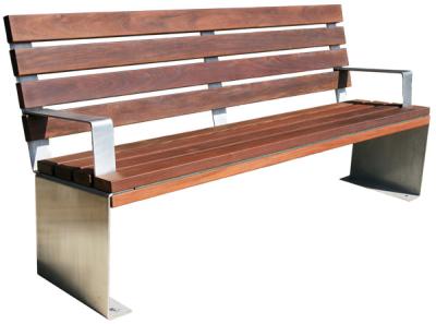 China High Back Hardwood Steel Park Bench , Creative Metal And Wood Furniture for sale