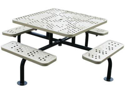 China Recycled Outside 4 Picnic Table , Square / Round Metal Picnic Table With Benches for sale