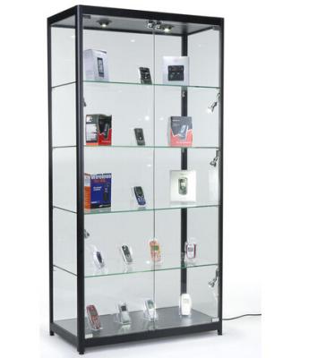 China 4 Fixed Shelves Cell Phone Showcase , Trophy Display Cabinets With Glass Doors for sale