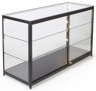 China 72 Inch Mobile Counter Display Showcase , Sliding Door Lighted Glass Display Case for sale