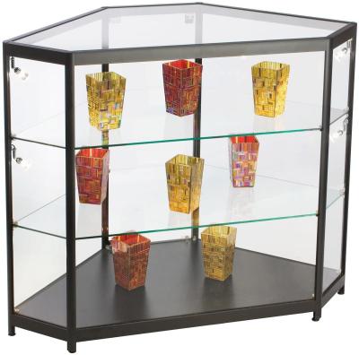 China 4ft Mobile Phone Display Cabinet , Black Glass Corner Display Cabinet With Lock for sale