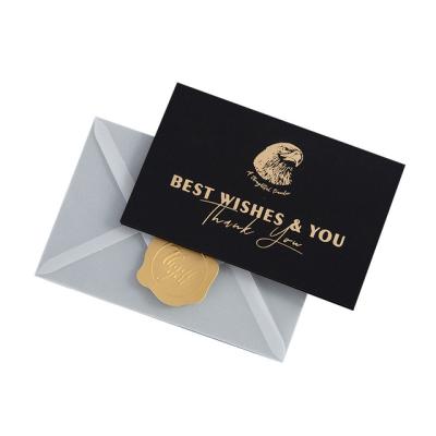 China Cheap Personalized Business Card Europe Bulk Producer Black Gold Foil Thank You Cards Custom With Logo for sale