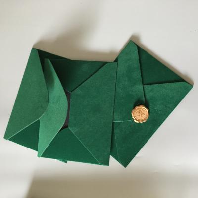 China Custom Gift Envelope Free Sample Wedding Invitation Envelope Green Velvet Envelopes for sale