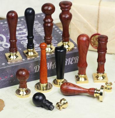 China Decoration Custom Logo Metal Stamp Head Wooden Handle Personalized Wax Sealing Embossing Stamp For Card Making for sale