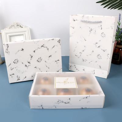 China Recycled Materials Design Decorative Gift Box Cookie Marble Paper Box Empty 6 Slot Kraft Paper Cake Box for sale