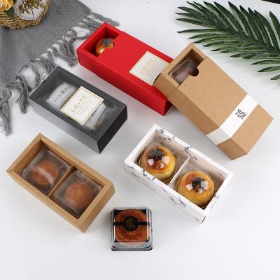 China Small Recycled Materials Cookie Paper Box Empty 2 Slot Kraft Cake Box Sliding Drawer Box for sale