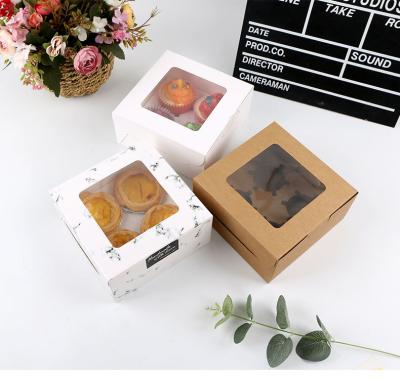 China Recycled Materials Wholesale Price 2/4/6 Slots Paper Box Window Kraft Transparent Packaging Box Cup Cake Box With Inserts for sale