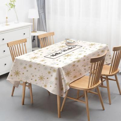 China Winter Snowflakes Holiday Tablecloth Waterproof Picnic Printed Table Cover for sale