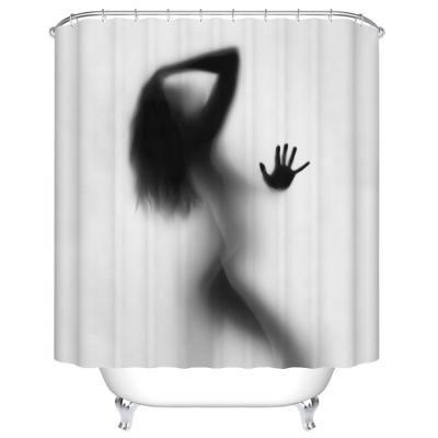 China Sustainable Bathing Woman High Quality Water Resistant Printed Shower Curtain Set For Bathroom for sale