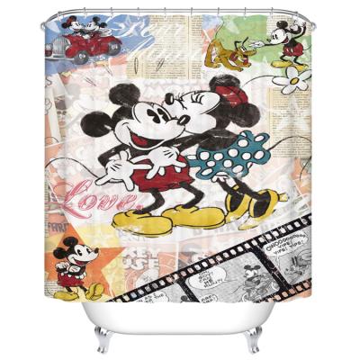 China Durable Water Resistant Polyester Thick Fancy Fabric Mickey Mouse Shower Curtains for sale