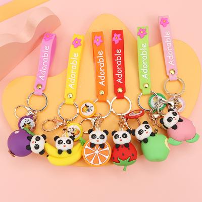 China Korean Designer Custom Creative Rubber Cute Cartoon Girls Keychains PVC Panda Cute Keyring Suovenir Gift Central Statistical Institute Logo for sale