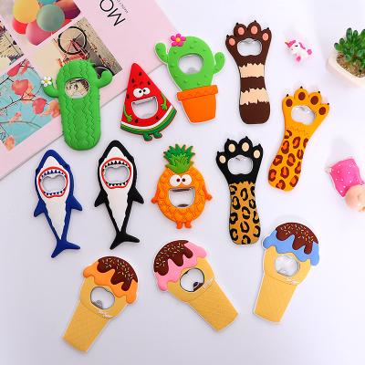 China Viable Customized OEM Shape Multi Function Fridge Magnet 2D/3D PVC Cartoon Rubber Soft Wine Bottle Opener With Magnet for sale