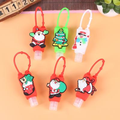 China Amazon Hot Sale Safe Wholesale OEM Promotional Silicone Cartoon Hand Sanitizer Bottle Holder Cover Merry Christmas Gifts For Kids for sale