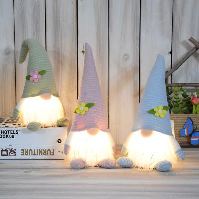 China 2022 Handmade Easter Cloth Factory Opens Spring Decoration Gifts Ornaments Cloth Cute Easter Gnome With LED Light for sale