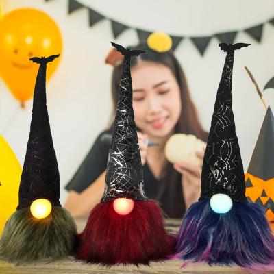 China Halloween Decoration 11.5 Inch Gonk Lit Nose Plush Nordic Gifts Colorful Led Gnomes Halloween Decor With Hat Bendable for sale