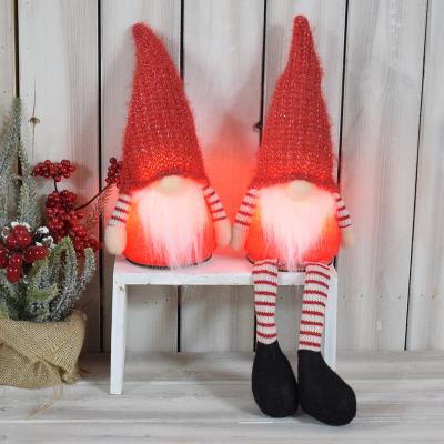 China Navidad 2022 Handmade Light Up Christmas Home Decor Gonk Native LED Knitted Holiday Gnomes Red Sitting Ornaments for sale