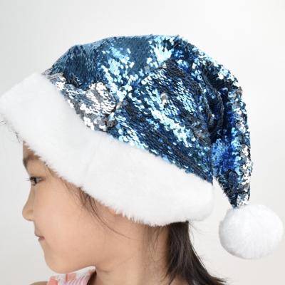 China 2021 New Nordic Popular Custom Christmas Hat Unique Reversible Fancy Christmas Santa Hat Sequin Decoration Sequin Santa Hat For Xmas for sale