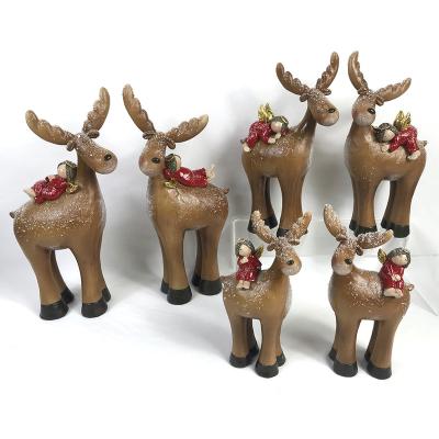 China Newest Wholesale Handmade Navidad Open Poly Resin Angel Girl Reindeer Figurine Christmas Ornament Resin Christmas Deer for sale