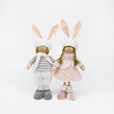 China 2022 White Handmade Animated Boys And Girls Spring Decor Festival Easter Fabric Crafts With Bunny Ears for sale