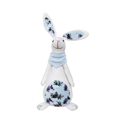 China Bunny Craft Easter Ornament With Bunny Doll Decor Floral Pattern Spring Handmade Canvas Home Fabric Stuffed Decor for sale