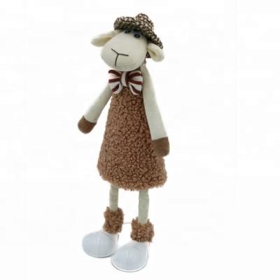 China Modern novelty wholesale custom gift open figure home handmade cute animal goat sheep decoration plush standing decor for sale