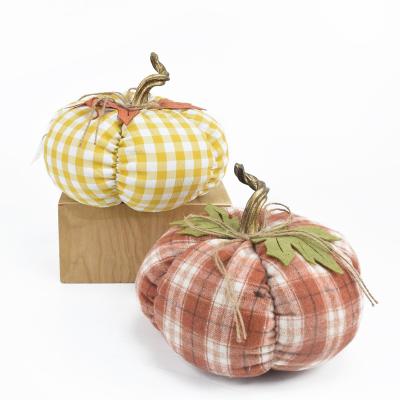 China Fall Plant Fall Fabric Stuffed Pumpkin Autumn Ornaments Harvest Artificial Cushaw Thanksgiving Decoration for sale