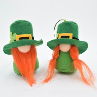 China St Patrick's Day Gnome Green St Patrick's Day Mini Hanging Gnome Festival Decoration with St Patrick's Day Four Leaf Clover for sale