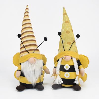 China 16 Inch Yellow Bee Summer Festival Ornament Cuddly Scandinavian Polyester Felt Bee Gonk Gnomes With Wing Decor for sale