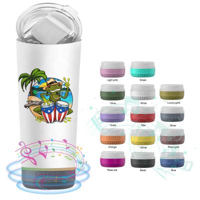 China Phone function factory price sublimation water bottle speaker music box Taza tooth speaker portable wireless blue cup for sale