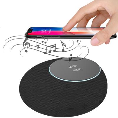 China Wireless Charger For Mobile Phone BT Speaker 4000mah Power Bank Multifunctional Wireless Speakers With 10w Wireless Charger for sale