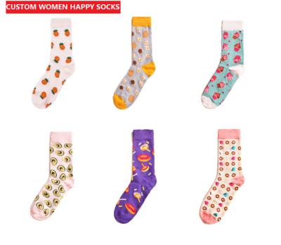 China Custom Maker Happy Cute Sokken Socks Sock Logo Calcetas Cotton Sox Design Breathable Women Girl Socks for sale