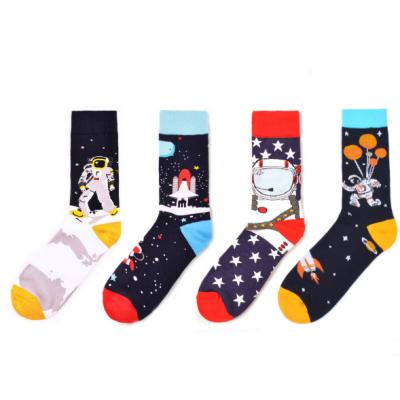 China 2021 Running Funky Mens Crew Series Outer Space Cartoon Socken Dress Fashion Funny Funny Happy Socks Cotton for sale