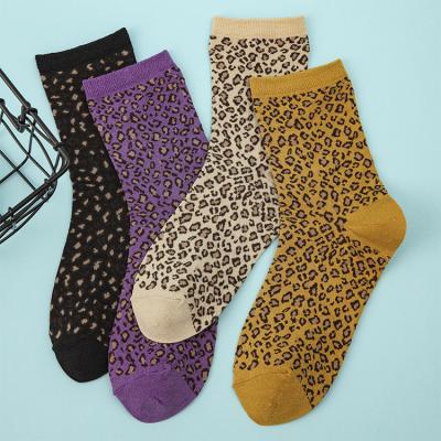 China Soxtown Girl Sweat-absorbent Teen Cotton Knitted Leopard Ankle Socks Women Love Lady for sale