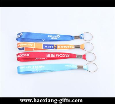 China OEM cheap custom any color polyester material keychain wrist straps for sale