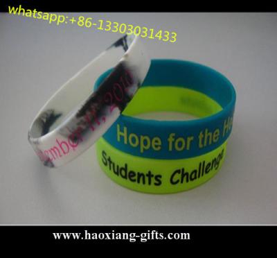 China Fashion custom printing colorful pretty logo silicone wristband/bracelet for sale