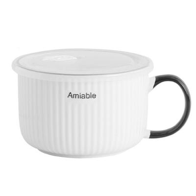 China Viable direct wholesale nordic ceramic travel mug factory customization ceramic soup cup with lid and handle for sale