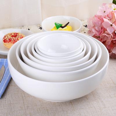 China Large Small Round Shape Traditional Chinese Fruit Ceramic Bowl White Ceramic Ramen Bowl Customized Logo for sale