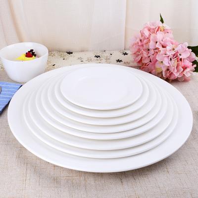 China Factory direct sale large small stocked pure white ceramic dish restaurant hotel dish logo custom model for sale