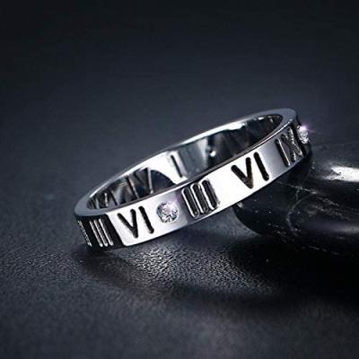 China FASHIONABLE High Quality High Cost-effective Simple Round Roman Numerals Ring Stainless Steel Single Ring for sale