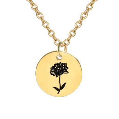 China Hot Selling TRENDY in Running Roses Pendant Necklace Chain Round Stainless Steel Pendants for sale