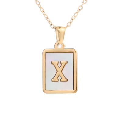 China Trendy Popular Elegant Fashion Jewelry Square Shell Necklace 26 Letter Necklace Chain for sale