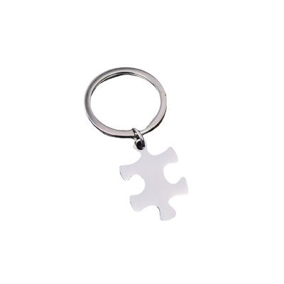 China FASHIONABLE in the new current hot sale pattern puzzle key chain stainless steel Key Ring Diy Pendant for sale