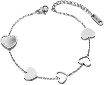 China New Trendy Popular Style Shell Heart Shape Bracelet Women Stainless Steel Chain for sale