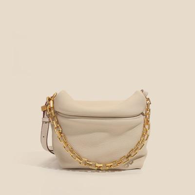 China 100% Lady Crossbody Armpit Bags With Chain Custom Made European Soft Top Grain Shoulder Eco-Friendly Leather One Shoulder Shoulder Bag Women for sale