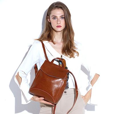 China New Anti-theft Leather Satchel Backpack Women's Student Knapsack Travel Backpack Camping Satchel for sale