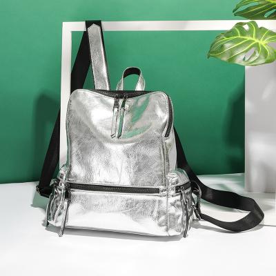 China Lady Small Travel Backpacks Silver Anti-theft Bag Women's Faux Leather Summer Anti-theft Bag for sale