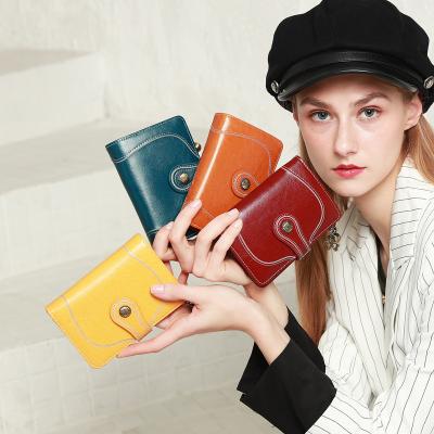 China Genuine Leather Female Wallet Mini Card Holders Anti-theft Brand Women's Wallet Coin Purse Ladies Fashion Latch Small for sale