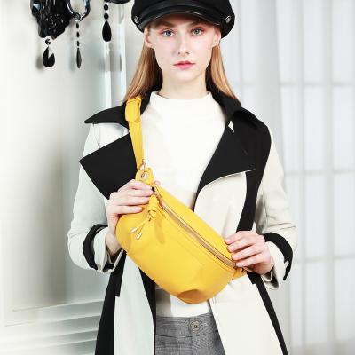 China Real Leather Bags Anti Theft Hot Selling Cross - Body Zipper Slot Leather Waist Bag for sale