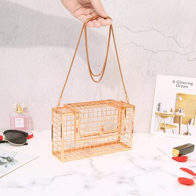 China 100% Eco-friendly Metal Hollow Women's Evening Clutch Shoulder Cross - Body Bags Grasp Cage Purse Wedding Party for sale