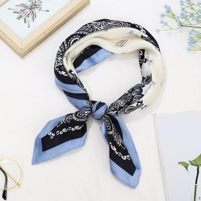 China 100% Eco-friendly Square Neck Scarf Women Scarves Fashion Headband Print Headscarf Bandana 2022 Silk Eco-friendly Foulard for sale